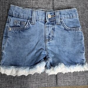 Cat & Jack Lace Hem Toddler Blue Denim Shorts-2T